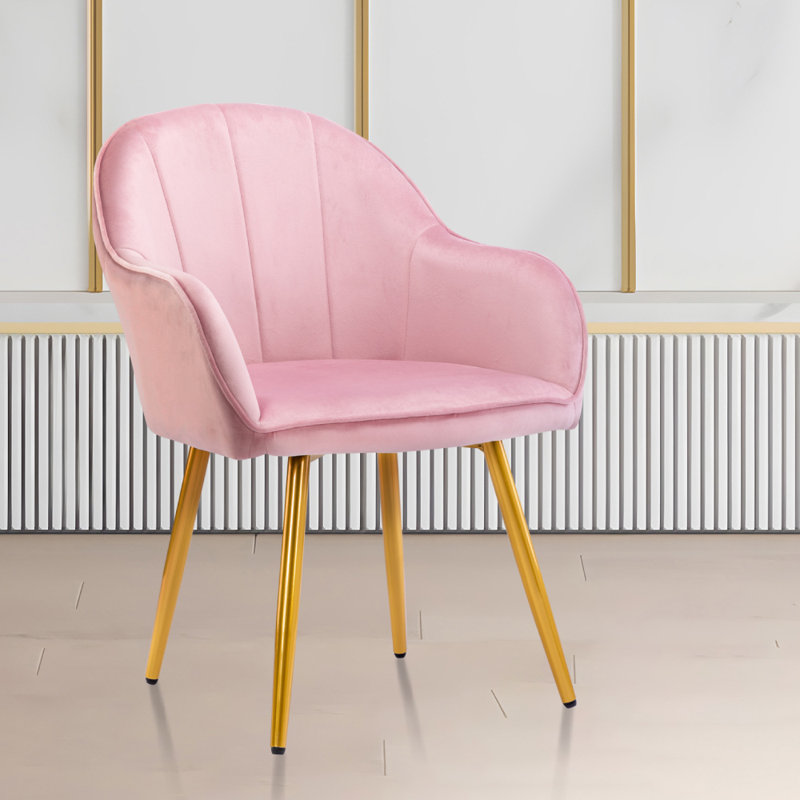 Julian Velvet Dining Chair with Gold Chrome Legs Pink